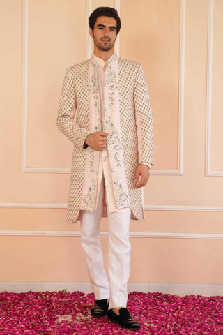 Beige dil se ayan zardosi sherwani