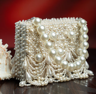 Bridal Clutch Bag Indian Wedding – Oyster Kasse White by Nayaab by Sonia