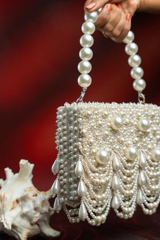 Bridal Clutch Bag Indian Wedding – Oyster Kasse White by Nayaab by Sonia