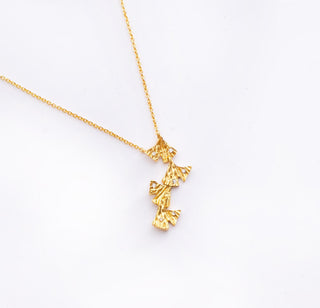 Necklace Contemporary Wear - Gold Ginkgo Pendant by Putstyle