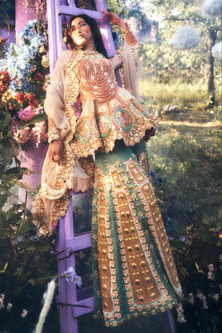Sharara Set Indian Wedding - Beige ballad bride elvina by Papa Don't Preach