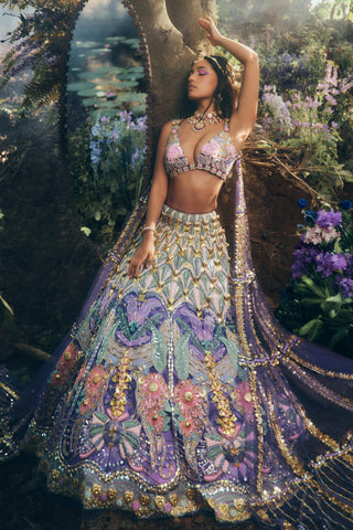 Lehenga Set Indian Wedding - Purple Ballad Bride Chrissy Forest by Papa Don't Preach