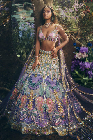 Lehenga Set Indian Wedding - Purple Ballad Bride Chrissy Forest by Papa Don't Preach