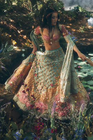 Lehenga Set Indian Wedding - Blue Ballad Bride Alice Carriage Bridal by Papa Don't Preach