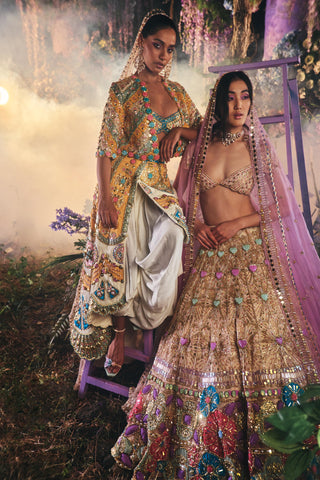 Lehenga Set Indian Wedding - Ivory selene heart bridal by Papa Don't Preach