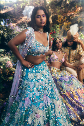 Lehenga Set Indian Wedding - Blue cerulean beauty by Papa Don't Preach