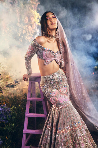 Lehenga Set Indian Wedding - Purple isabelle fishcut by Papa Don't Preach