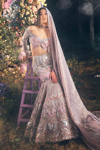 Lehenga Set Indian Wedding - Purple isabelle fishcut by Papa Don't Preach