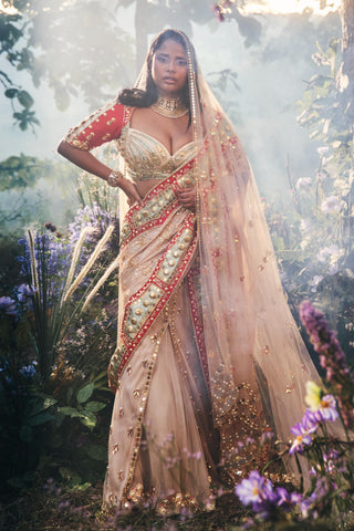 Draped Saree Indian Wedding - Ivory pre-draped by Papa Don't Preach