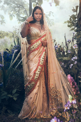 Draped Saree Indian Wedding - Ivory pre-draped by Papa Don't Preach