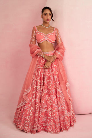 Lehenga Set - Peach Solene Lehenga Set - Prevasu | Mrs. G