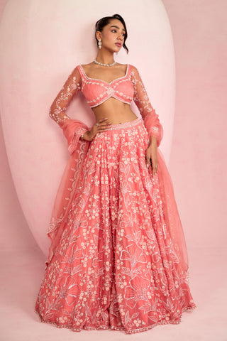 Lehenga Set - Peach Solene Lehenga Set - Prevasu | Mrs. G