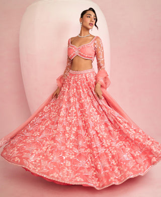 Lehenga Set - Peach Solene Lehenga Set - Prevasu | Mrs. G