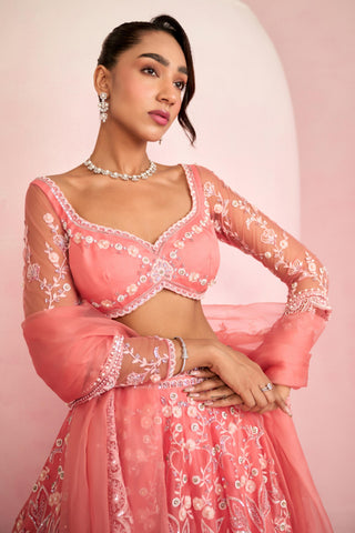 Lehenga Set - Peach Solene Lehenga Set - Prevasu | Mrs. G