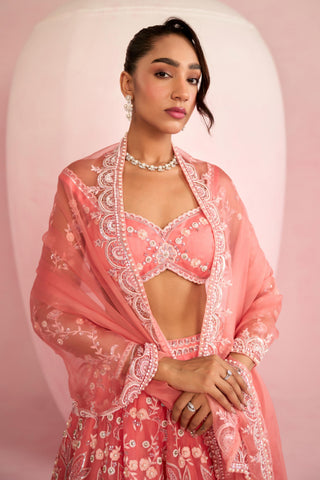 Lehenga Set - Peach Solene Lehenga Set - Prevasu | Mrs. G