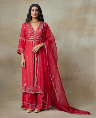 Red Kurta Set for Indian Wedding – Pelican by Shasha Gaba
