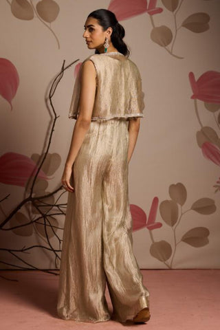 Gold peony under bloom jumpsuit set