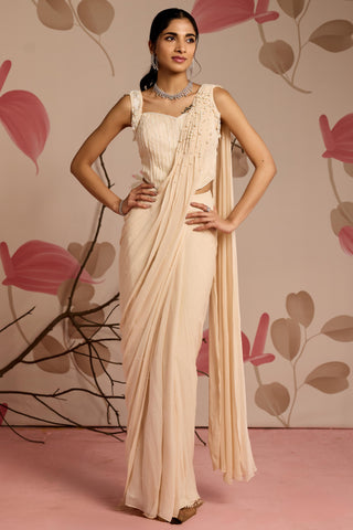 Ivory periwinkle under bloom concept saree