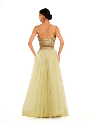 Lime green tulle lehenga set