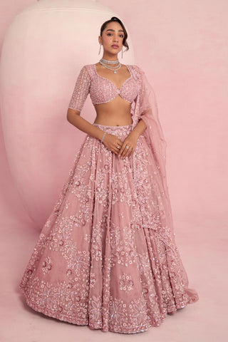 Lehenga Set For Indian Wedding - Pink Solene Lehenga Set by Prevasu