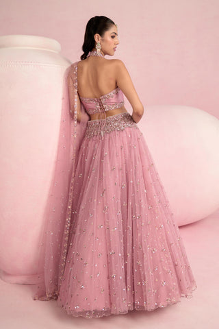 Lehenga Set For Indian Wedding - Pink Solene Silk Lehenga Set by Prevasu