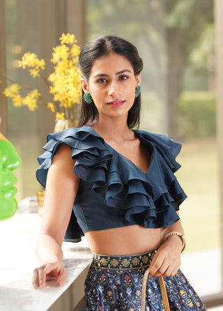 Imaara teal green lehenga and blouse