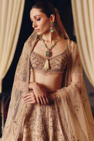 Gold couture dripping tara lehenga