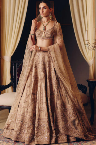 Gold couture dripping tara lehenga