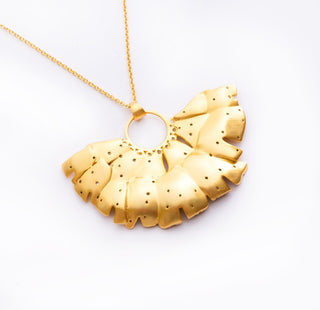 Necklace Contemporary Wear - Gold Ginkgo Wide Pendant by Putstyle