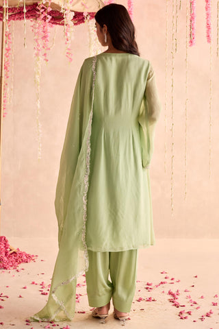 Green poppy under bloom straight suit set