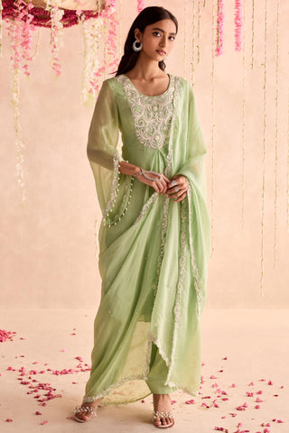 Green poppy under bloom straight suit set