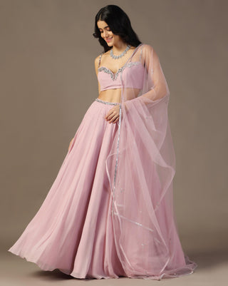 Purple sequin embellished lehenga set