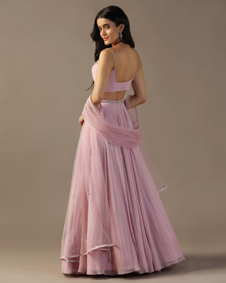 Purple sequin embellished lehenga set