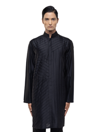 Black pleated kurta set