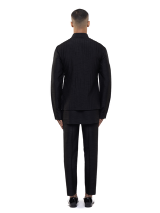 Black pleated kurta bandi set