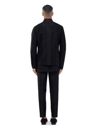 Black metallic stitchline kurta bandi set