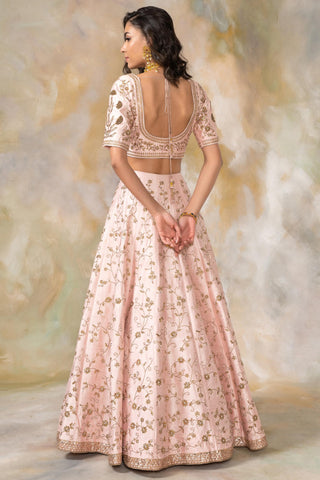 Peach kundan embellished lehenga set