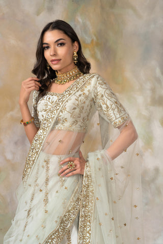 Green Gota embellished lehenga set