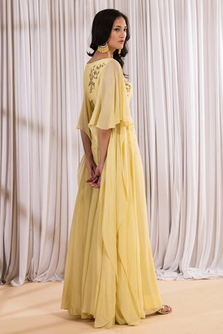 Yellow crop top and skirt set