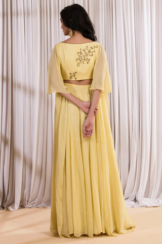 Yellow crop top and skirt set