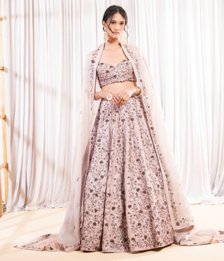 Purple floral design lehenga set