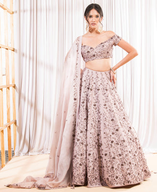 Purple floral design lehenga set