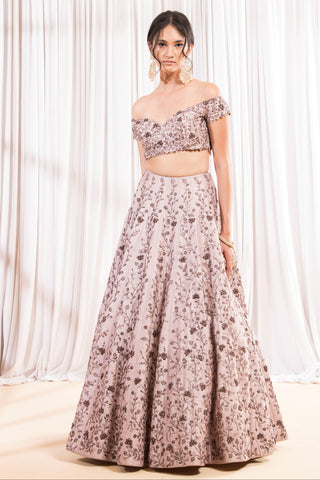 Purple floral design lehenga set