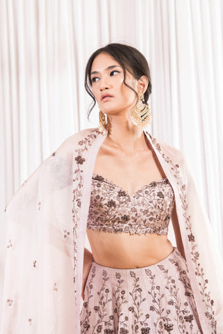 Purple floral design lehenga set