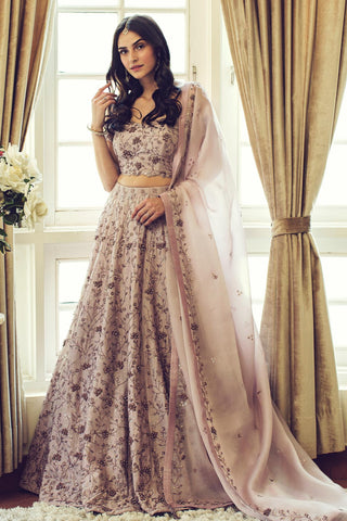 Purple floral design lehenga set