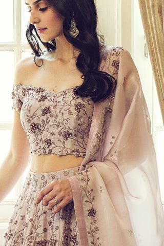 Purple floral design lehenga set