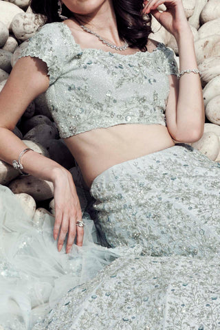 Light blue crystal embellished lehenga set