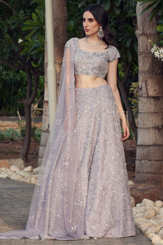 Purple crystal embellished lehenga set