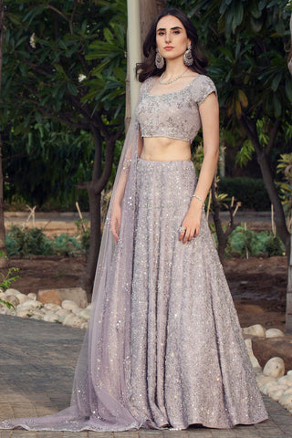Purple crystal embellished lehenga set