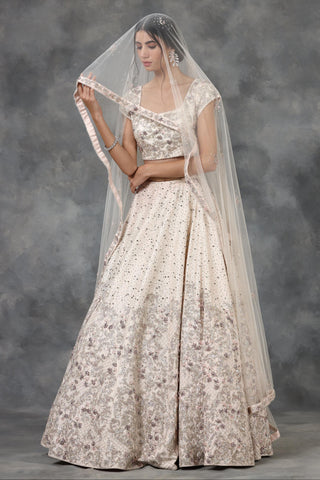 Light pink crystal and katdana embellished lehenga set